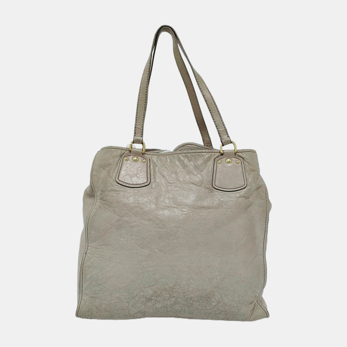 Miu Miu Tote bag Grey Leather Studs Shoulder Bag Silver Hardware-(SKU)-945572531