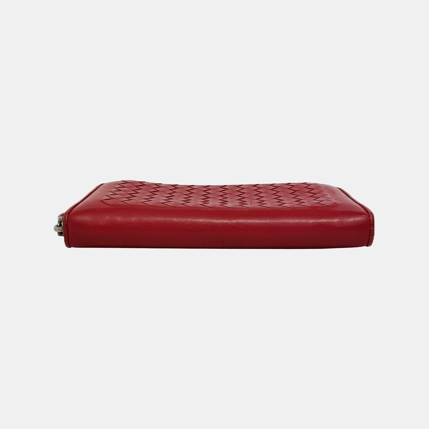 BOTTEGA VENETA Red Cowhide Woven Wallet Black hardware-(SKU)-945768483