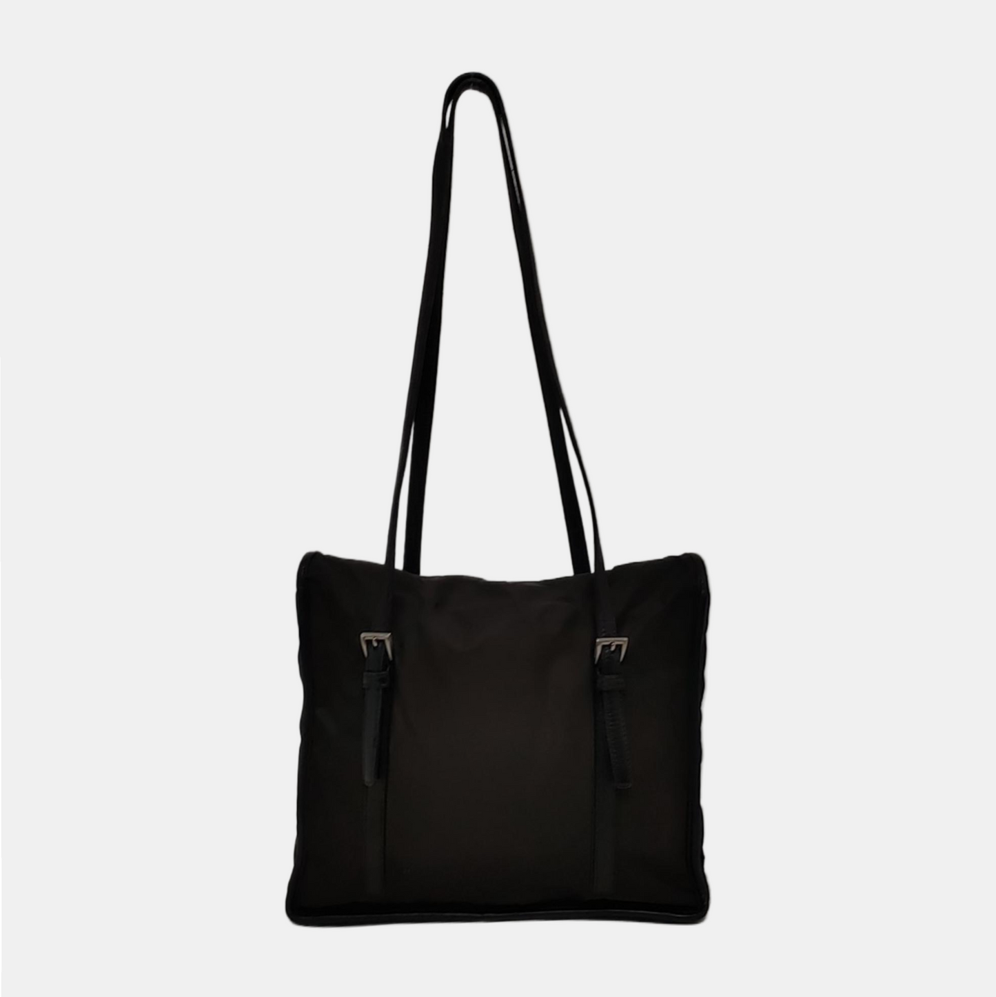 PRADA Tote bag Black Nylon Single Shoulder Bag Handbag Silver Hardware-(SKU)-945954813