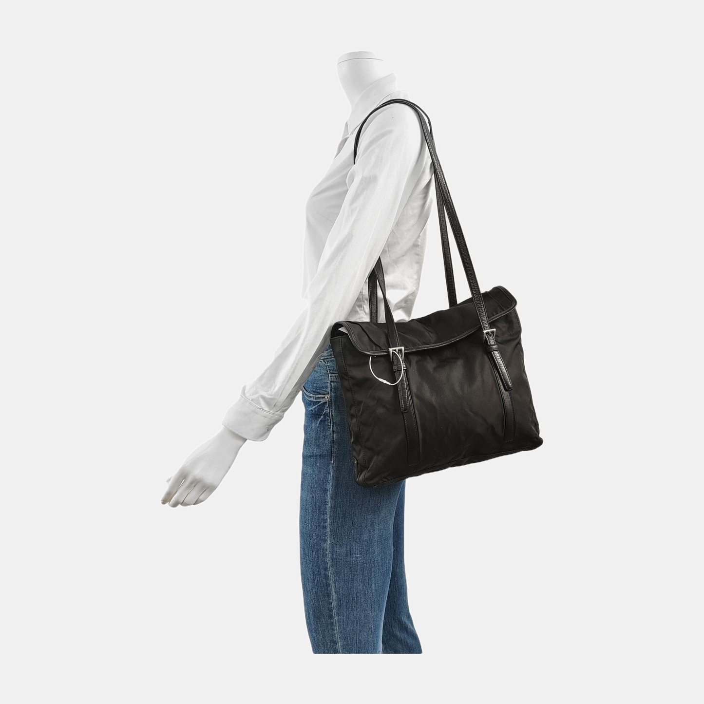 PRADA Tote bag Black Nylon Single Shoulder Bag Handbag Silver Hardware-(SKU)-945954813