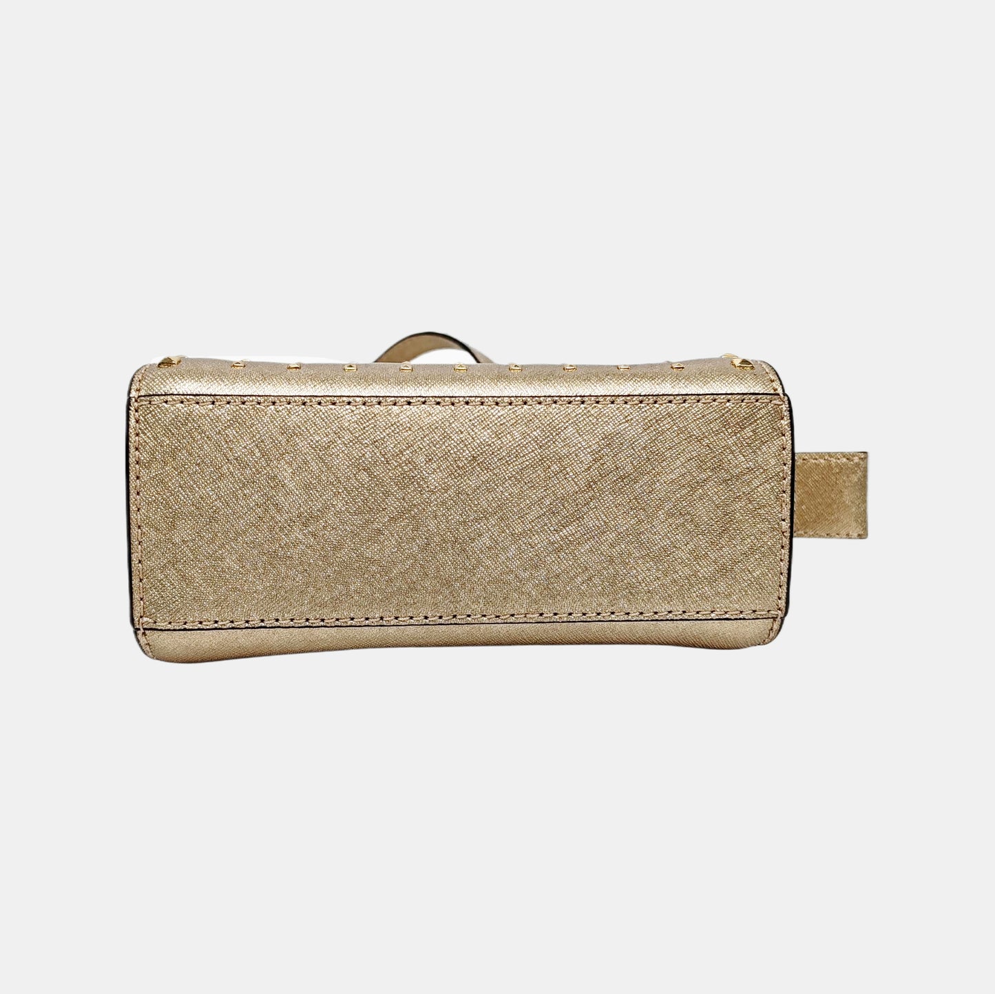 MICHAEL KORS Gold Leather Stud Crossbody Single Shoulder Bag Golden hardware Removable shoulder strap-(SKU)-940524037