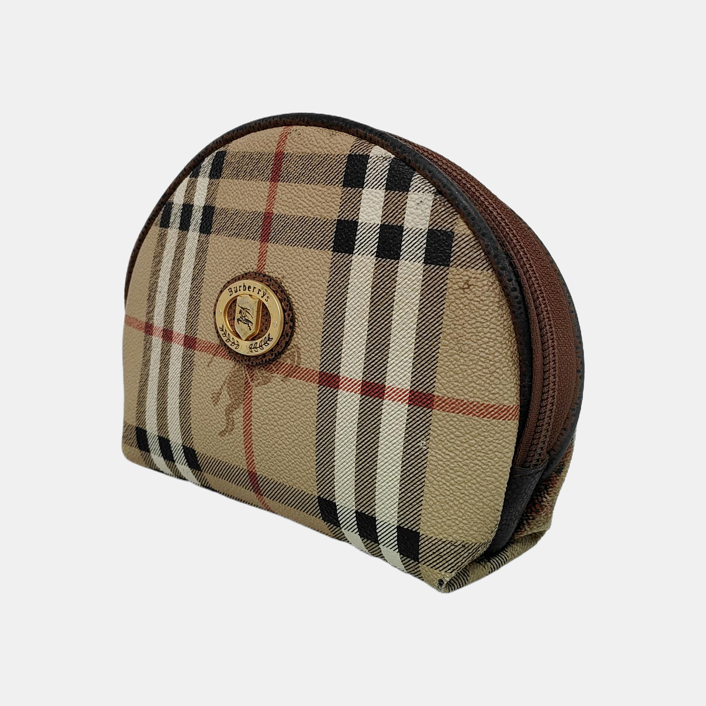 BURBERRY Brown Coated Canvas Warhorse Grain Handbag Handbag Single Shoulder Bag Golden hardware-(SKU)-945832209