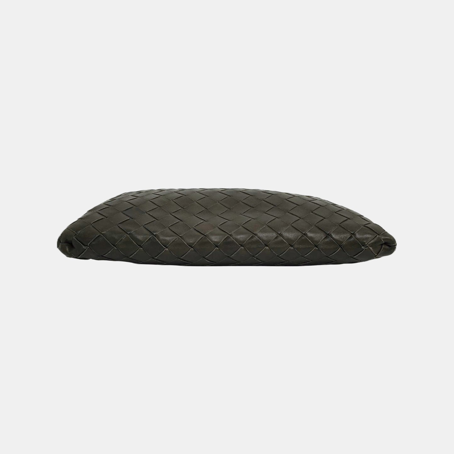 BOTTEGA VENETA Green Sheepskin Woven Clutch Golden hardware-(SKU)-946431245