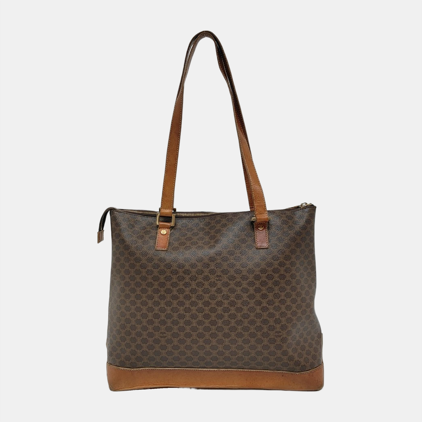 CELINE Tote bag Brown Coated Canvas Monogrammed Single Shoulder Bag Golden hardware-(SKU)-943019925
