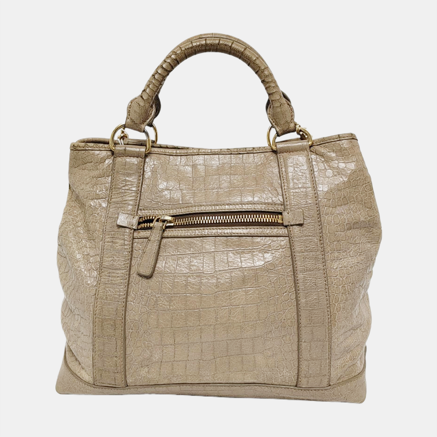 Miu Miu Tote bag Khaki Cowhide Crocodile Pattern Single Shoulder Bag Tote Bag Crossbody Golden hardware Removable shoulder strap-(SKU)-947097579