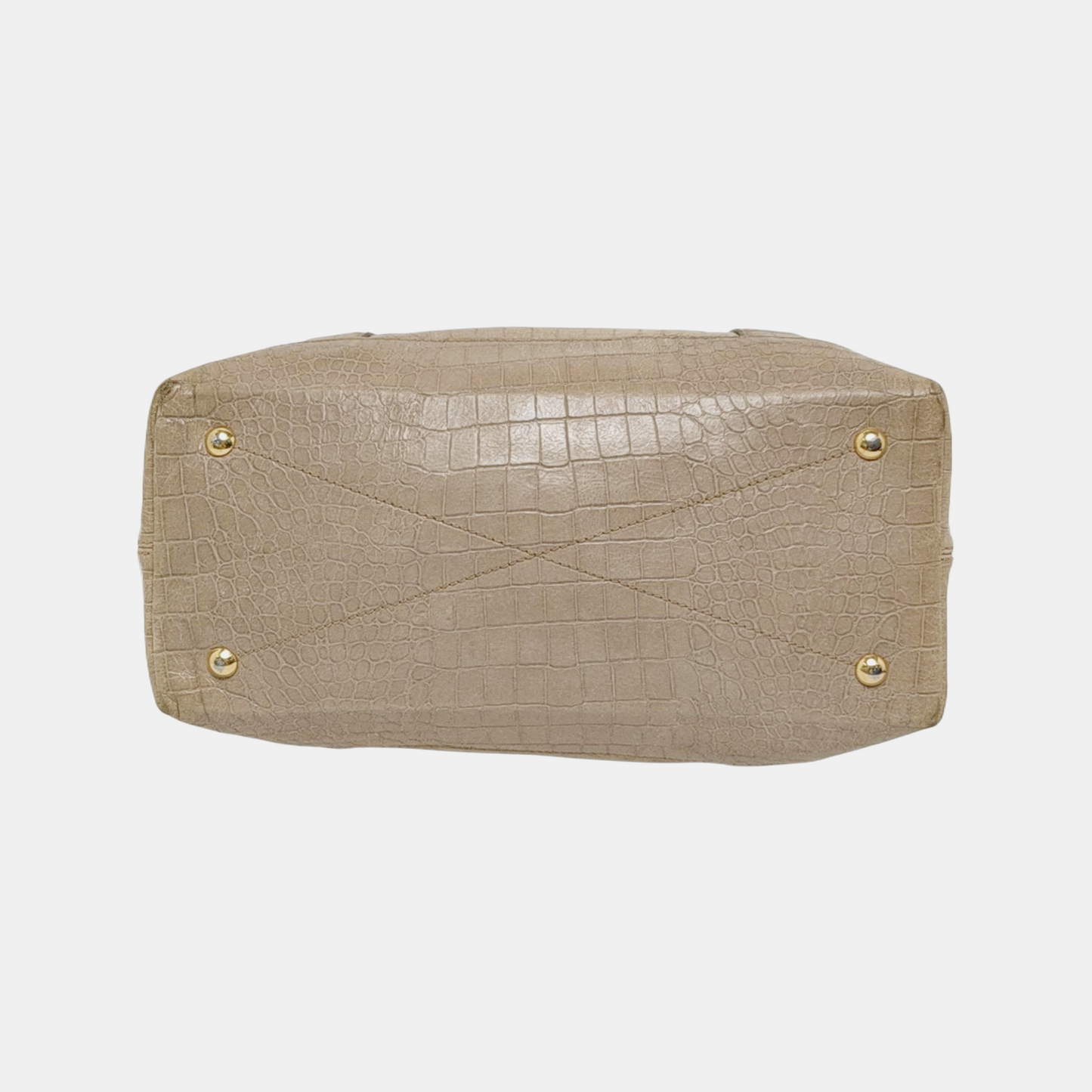 Miu Miu Tote bag Khaki Cowhide Crocodile Pattern Single Shoulder Bag Tote Bag Crossbody Golden hardware Removable shoulder strap-(SKU)-947097579