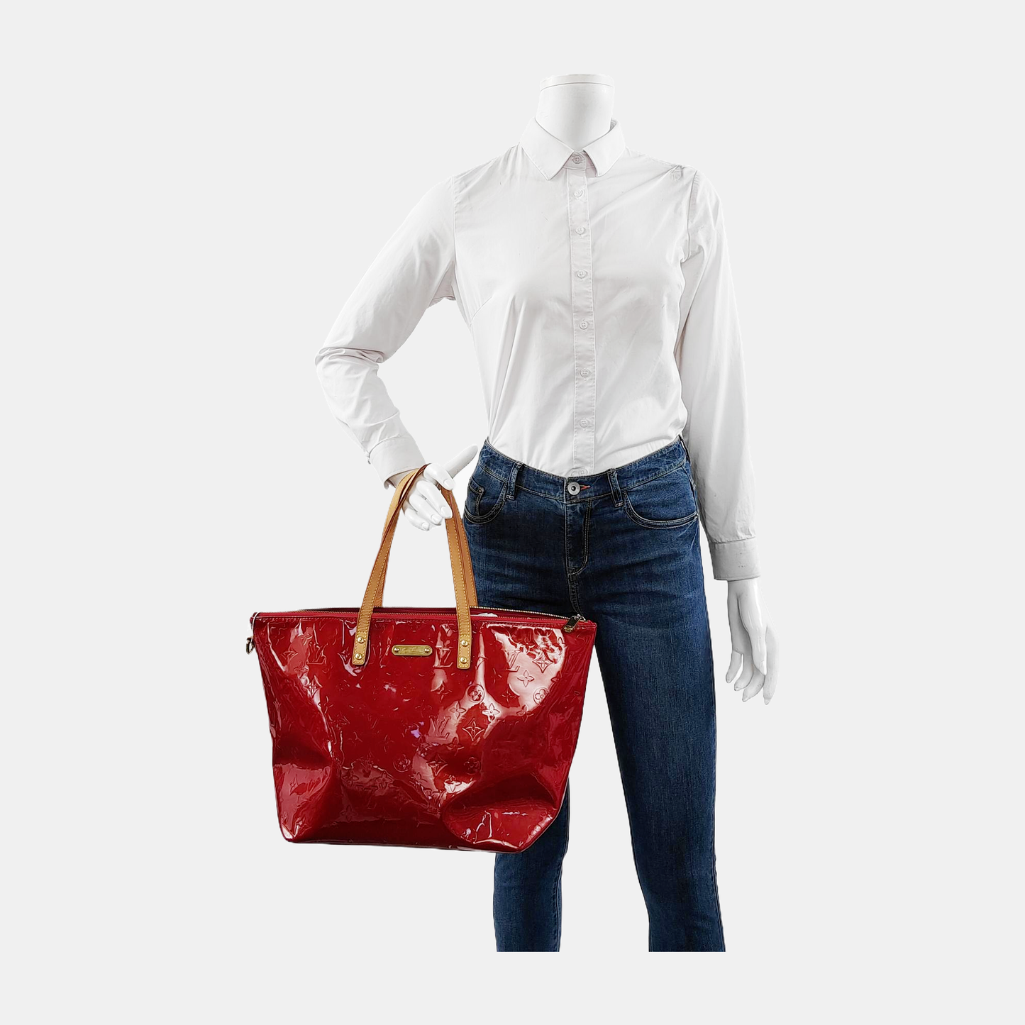 LOUIS VUITTON BELLEVUE Large size Red Lacquered Leather Texture Handbag Shoulder Bag Golden hardware-(SKU)-947190920