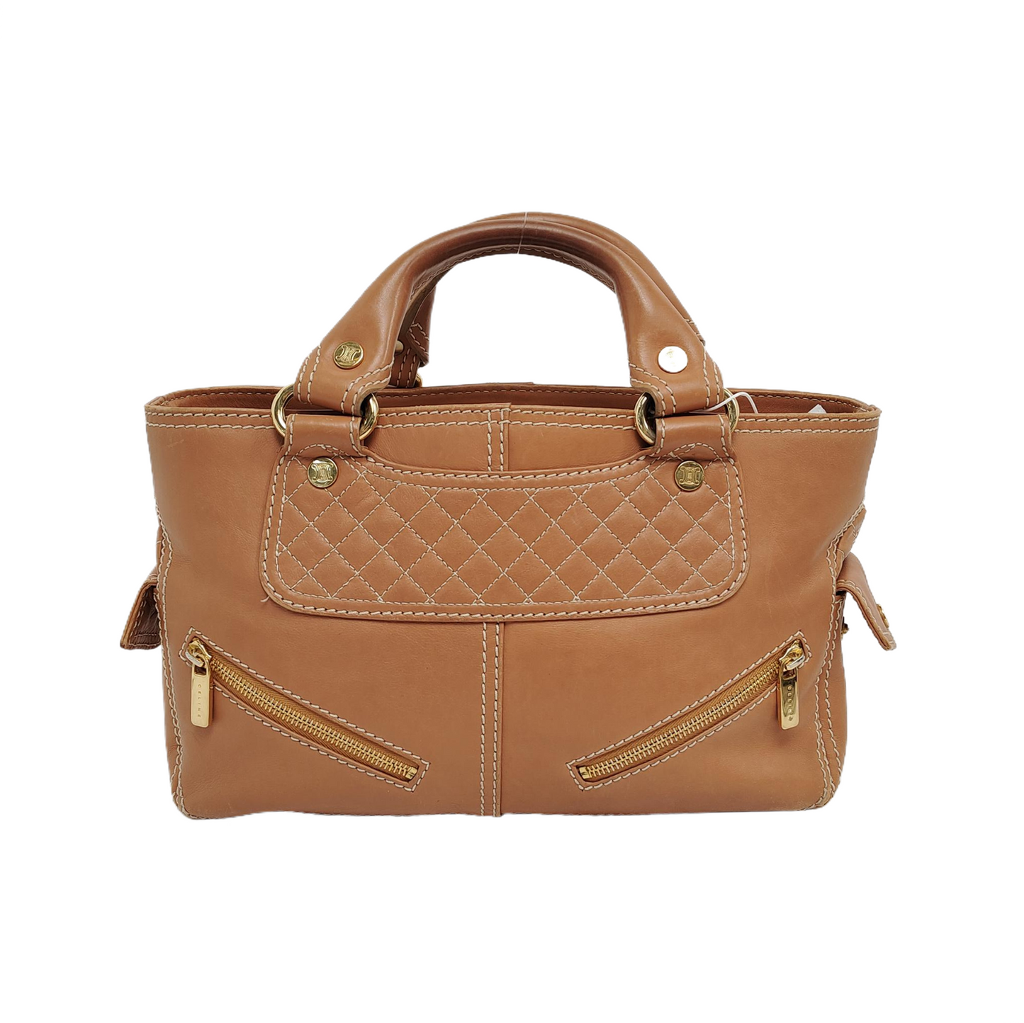 CELINE BOOGIE Medium size Brown Cowhide Handbag Golden hardware-(SKU)-947525770