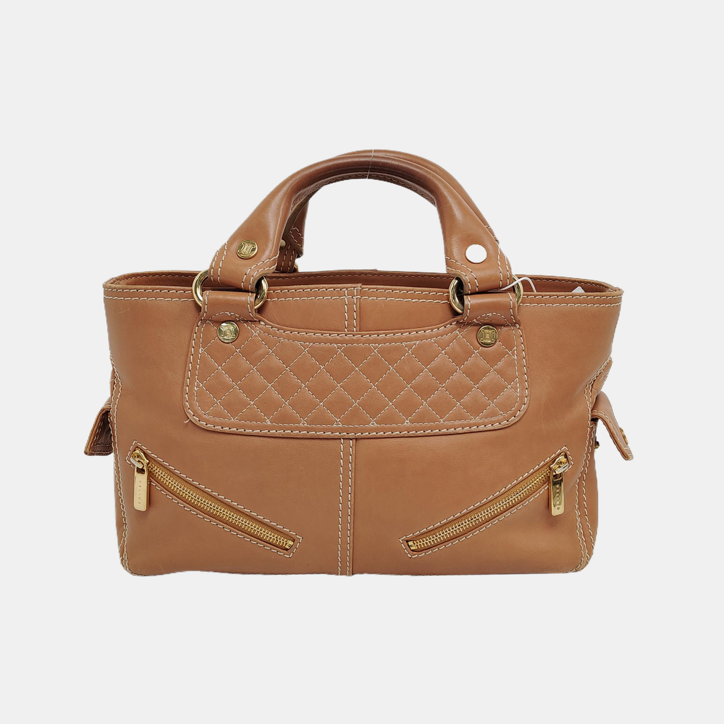 CELINE BOOGIE Medium size Brown Cowhide Handbag Golden hardware-(SKU)-947525770