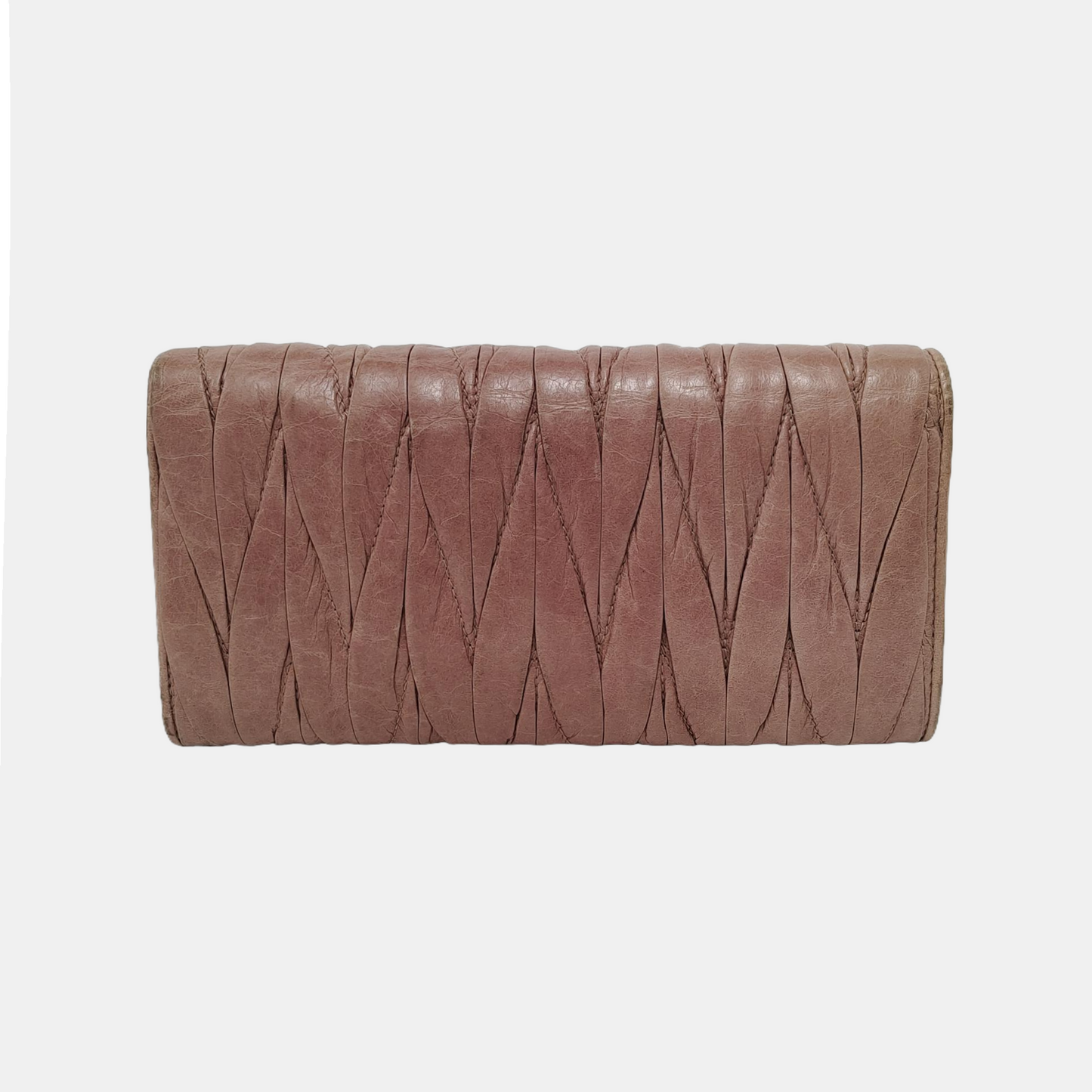 Miu Miu Light Pink Calf Leather Wallet Golden hardware-(SKU)-947592085
