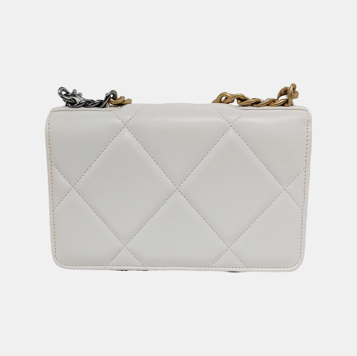 CHANEL CHANEL 19 WOC white leather quilted diamond-stitched shoulder bag handbag crossbody bag gold silver ruthenium hardware 31 carat complete accessories-(SKU)-947833268