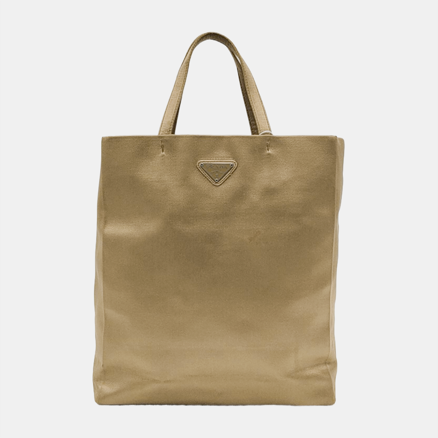 PRADA Gold Fabric Logo Tote Bag Golden hardware-(SKU)-947749658