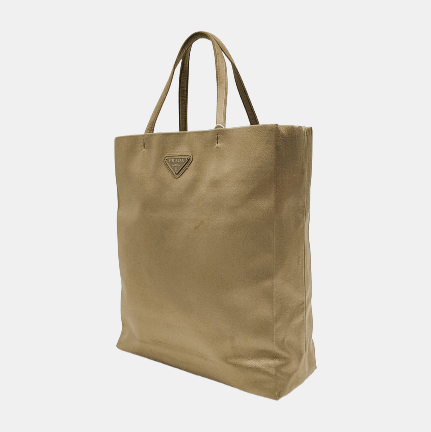 PRADA Gold Fabric Logo Tote Bag Golden hardware-(SKU)-947749658