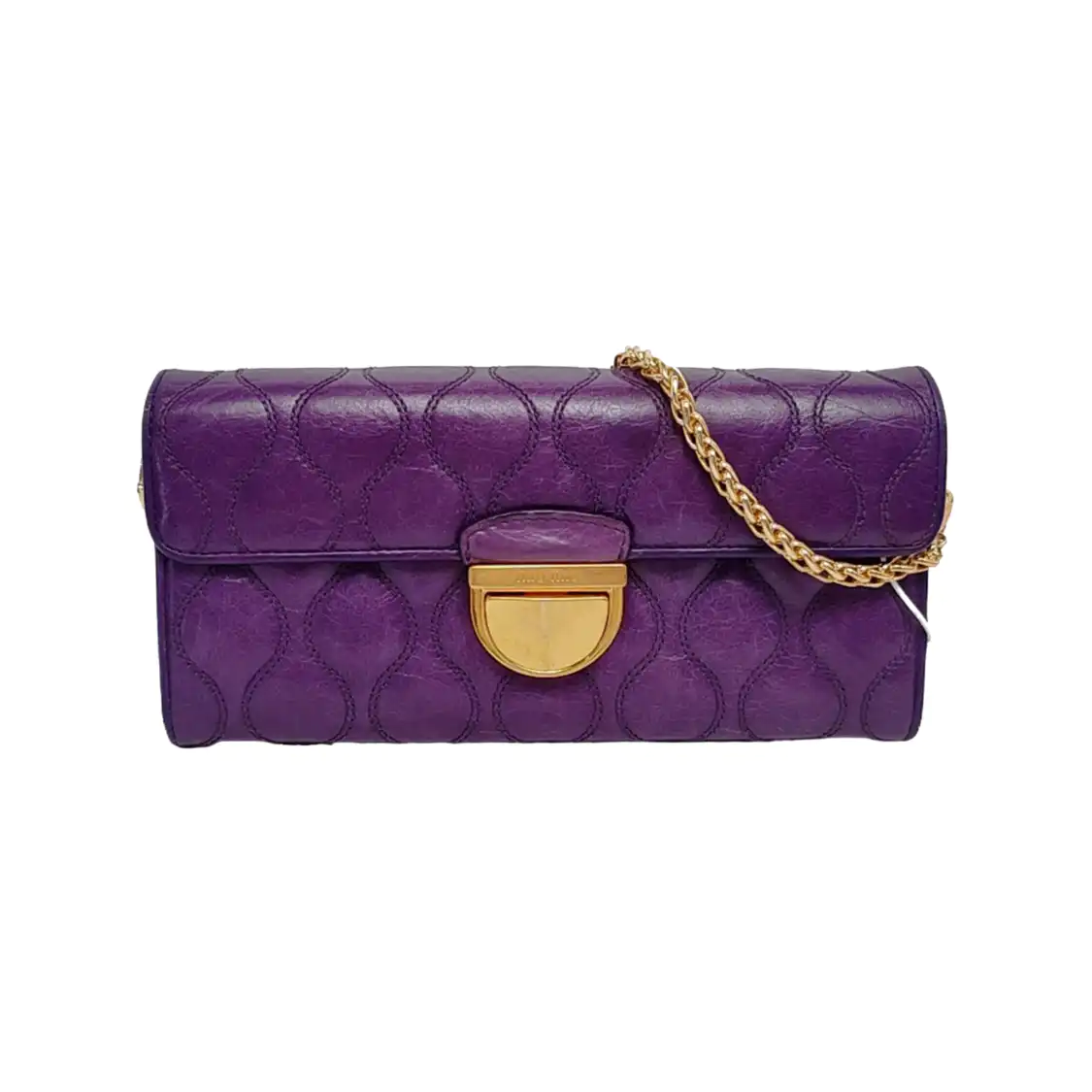 Miu Miu Purple Lamb Leather Quilted Wallet Golden hardware-(SKU)-947973528