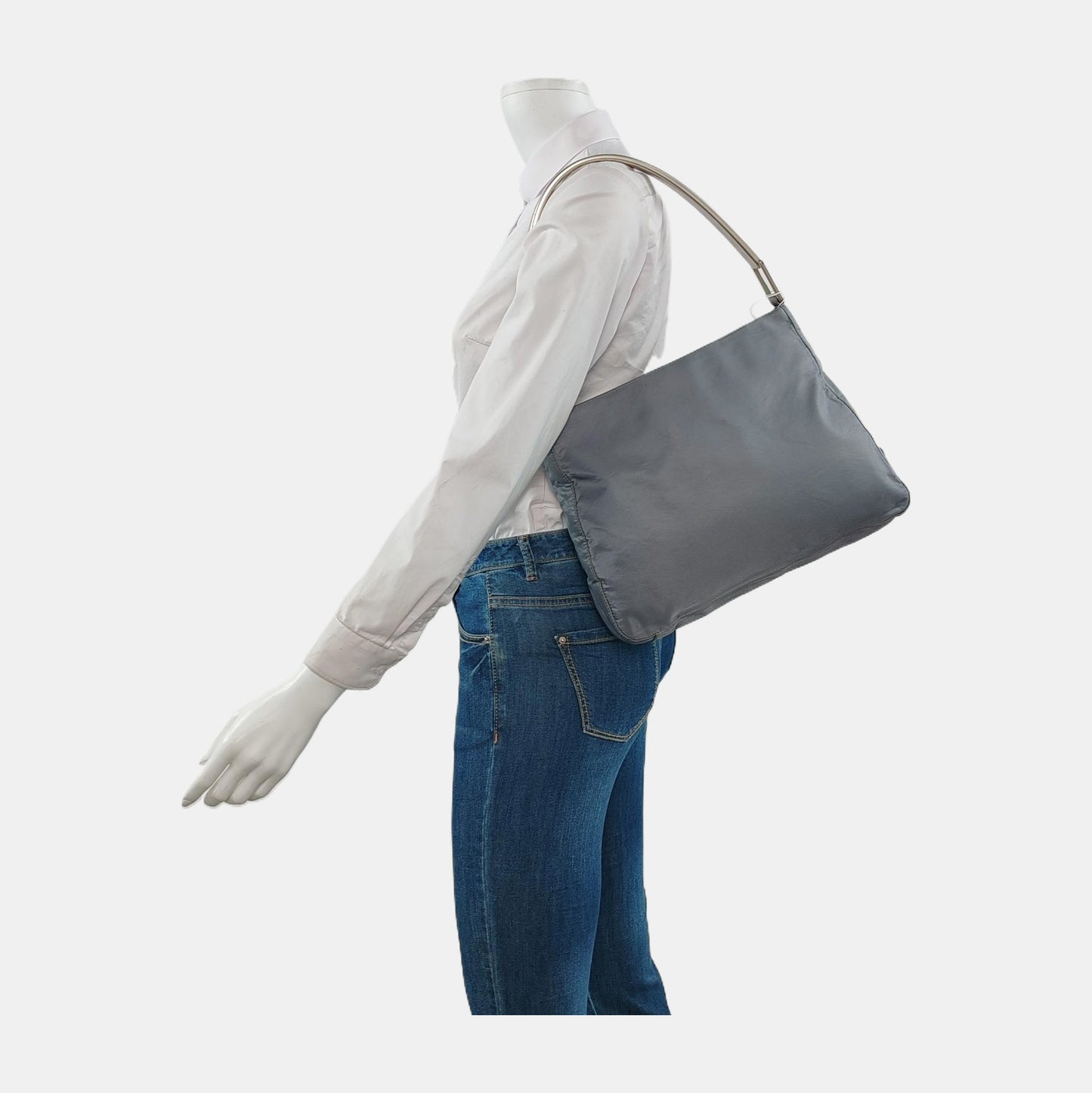 PRADA Green Nylon Single Shoulder Bag Silver Hardware-(SKU)-948145108