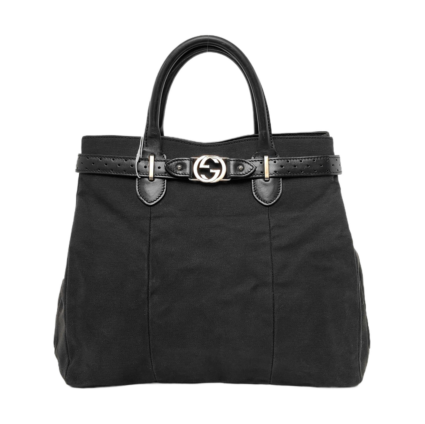 GUCCI Tote bag Black Canvas Quilted Cutout Tote Bag Silver Hardware-(SKU)-948087482