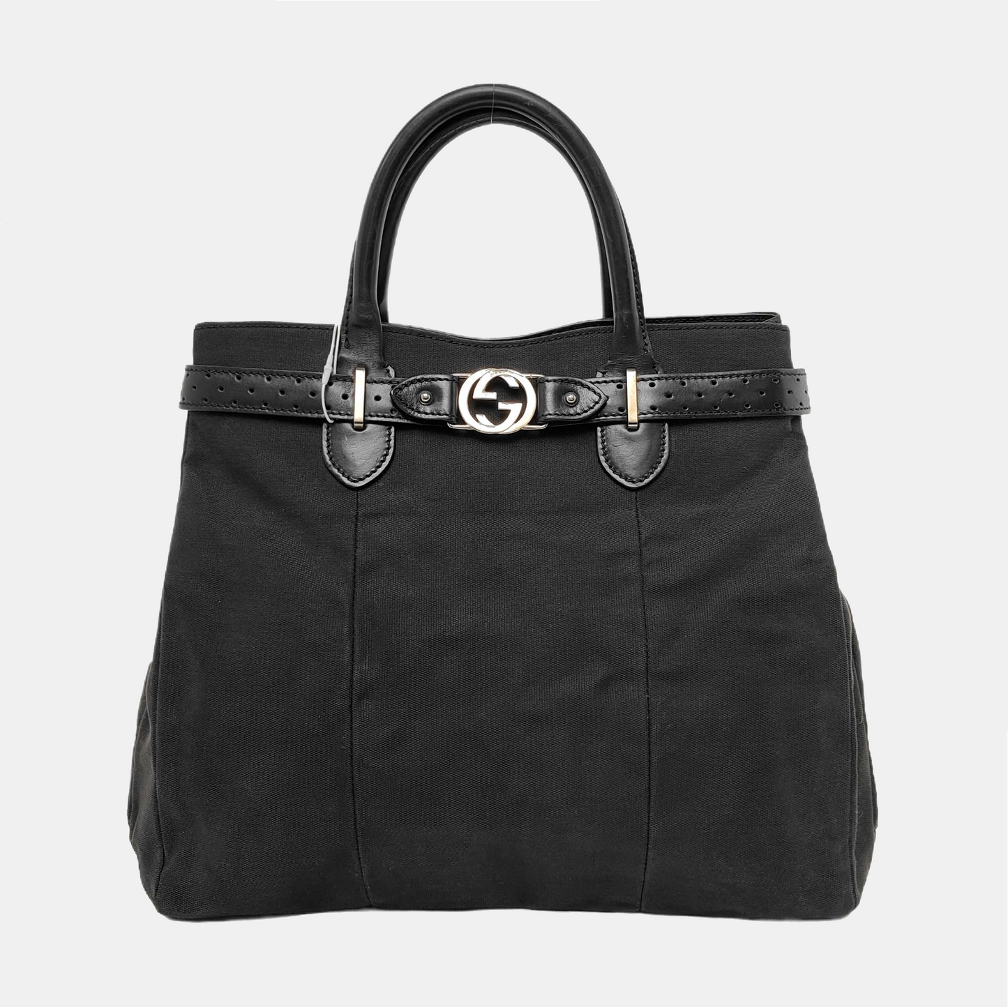 GUCCI Tote bag Black Canvas Quilted Cutout Tote Bag Silver Hardware-(SKU)-948087482