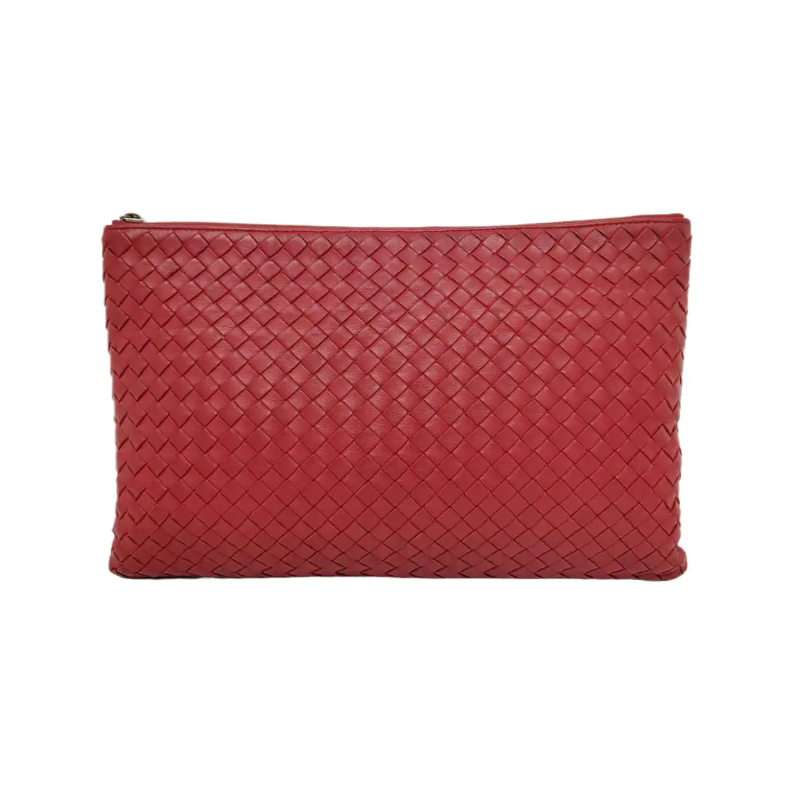 BOTTEGA VENETA Red Cowhide Braided Handbag Black hardware-(SKU)-947934561