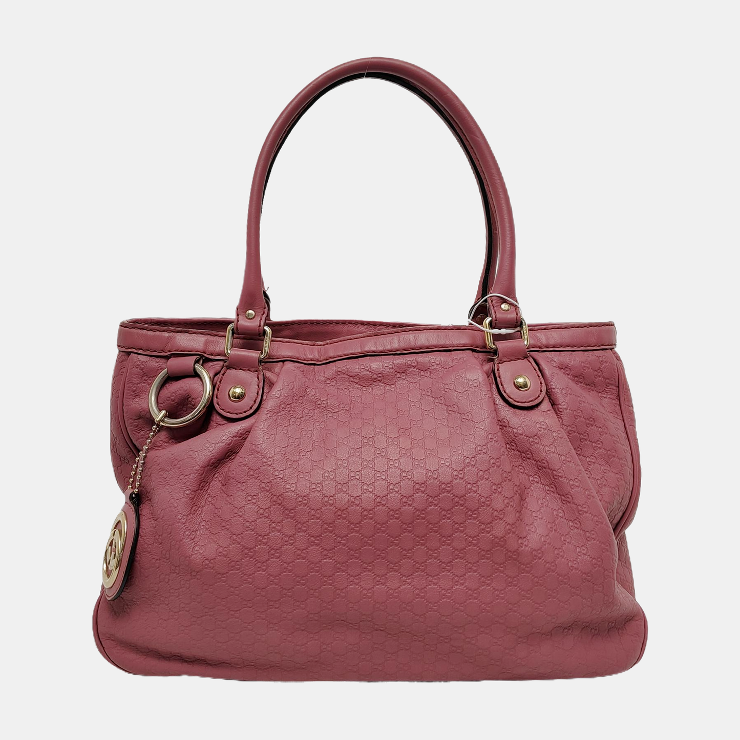 GUCCI Sukey Pink Cowhide Old Flower Embossed Handbag Golden hardware-(SKU)-948483016