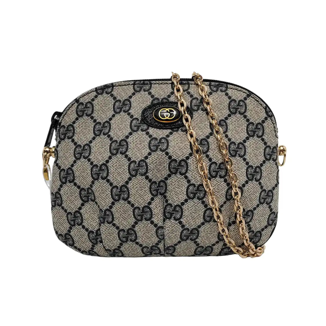 GUCCI Grey Coated Canvas Monogrammed Clutch Blue hardware-(SKU)-948490565