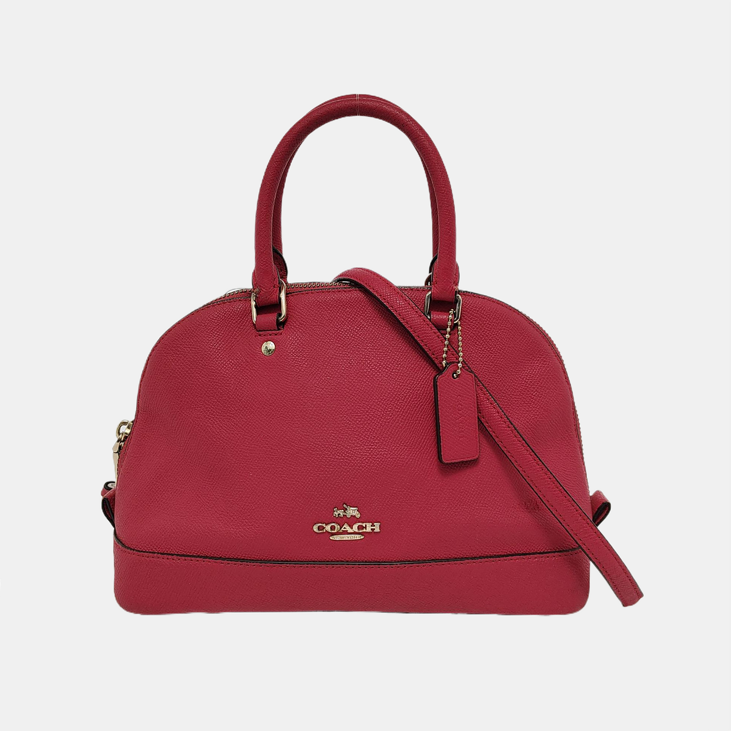 COACH SIERRA Medium size Red Leather Shoulder Bag Crossbody Tote Bag Silver Hardware Removable shoulder strap-(SKU)-948647189