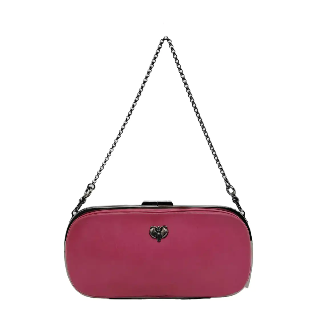 CELINE Fuchsia Cowhide Handbag Single Shoulder Bag Ruthenium color hardware Removable shoulder strap-(SKU)-948940978