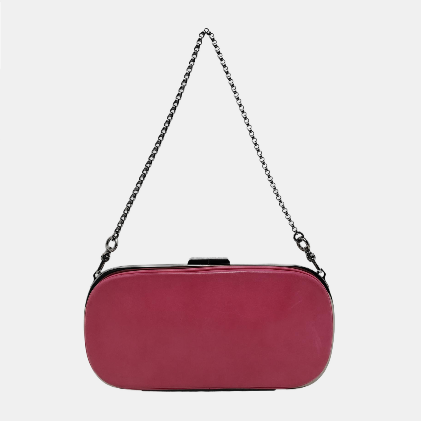 CELINE Fuchsia Cowhide Handbag Single Shoulder Bag Ruthenium color hardware Removable shoulder strap-(SKU)-948940978