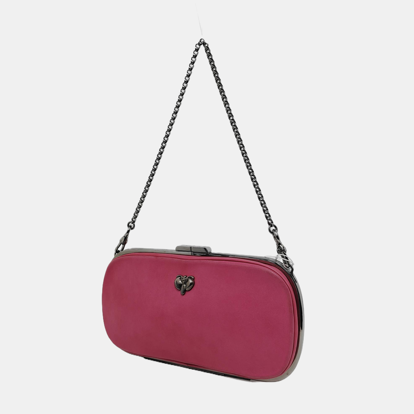 CELINE Fuchsia Cowhide Handbag Single Shoulder Bag Ruthenium color hardware Removable shoulder strap-(SKU)-948940978