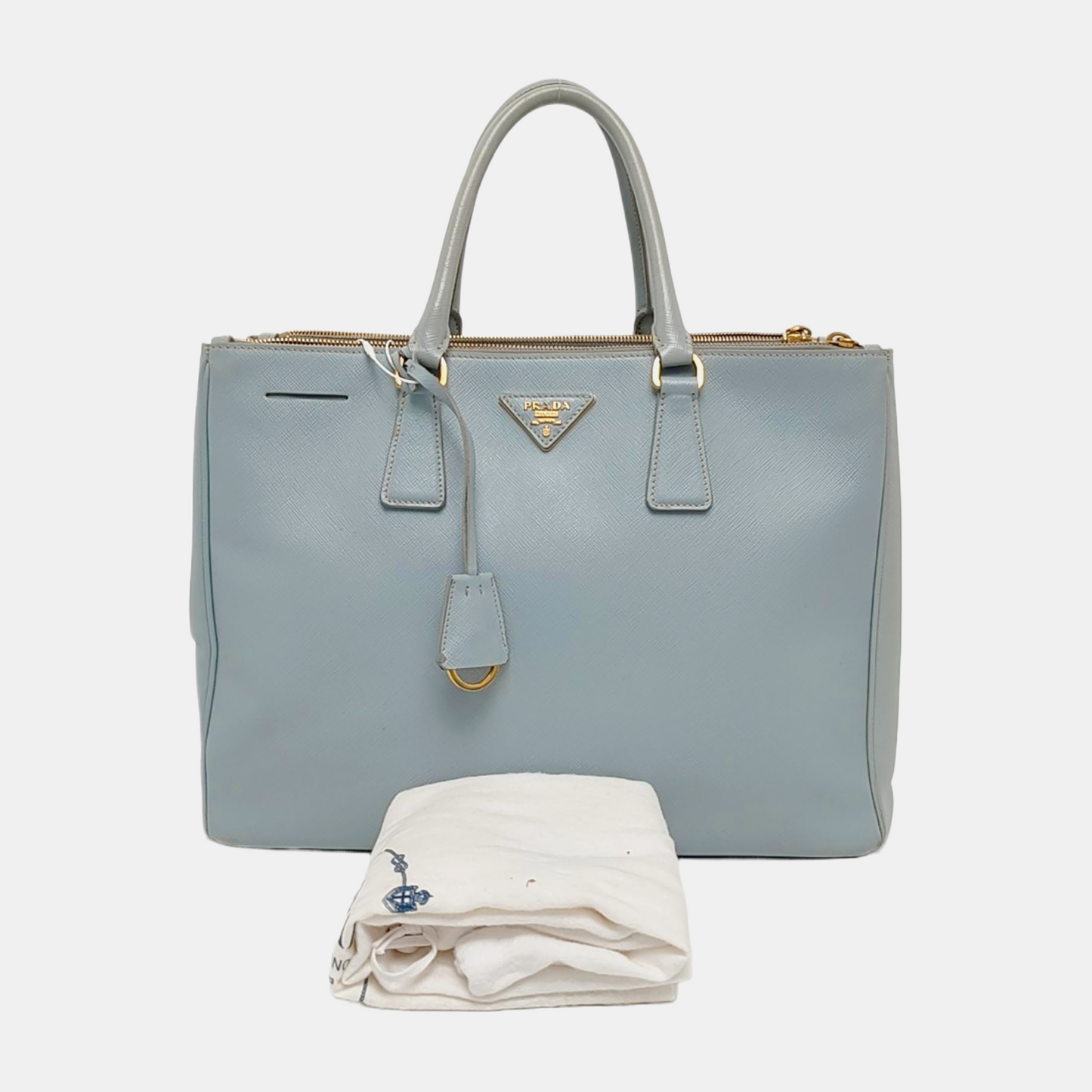 PRADA Galleria Extra Large Light Blue Cowhide Single Shoulder Bag Handbag Golden hardware-(SKU)-948949489