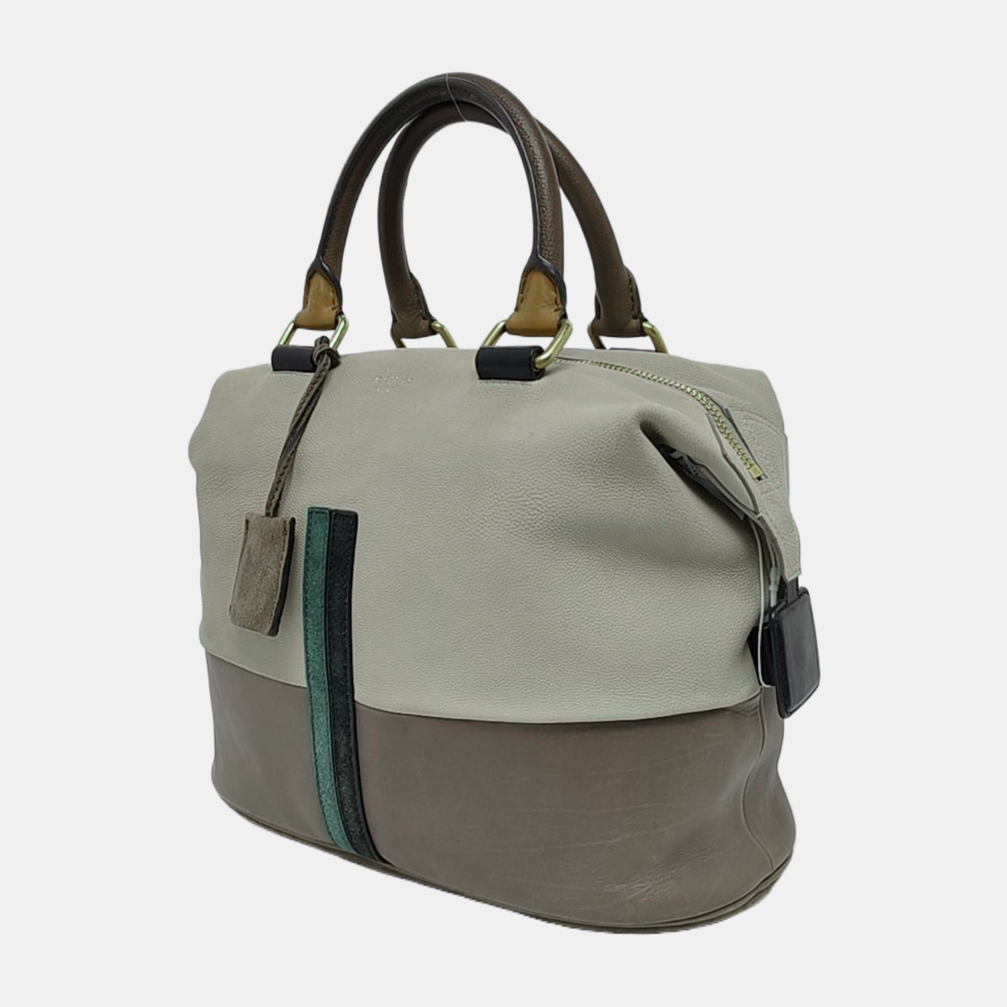 CELINE Khaki Leather Single Shoulder Bag Tote Bag Golden hardware-(SKU)-948941217