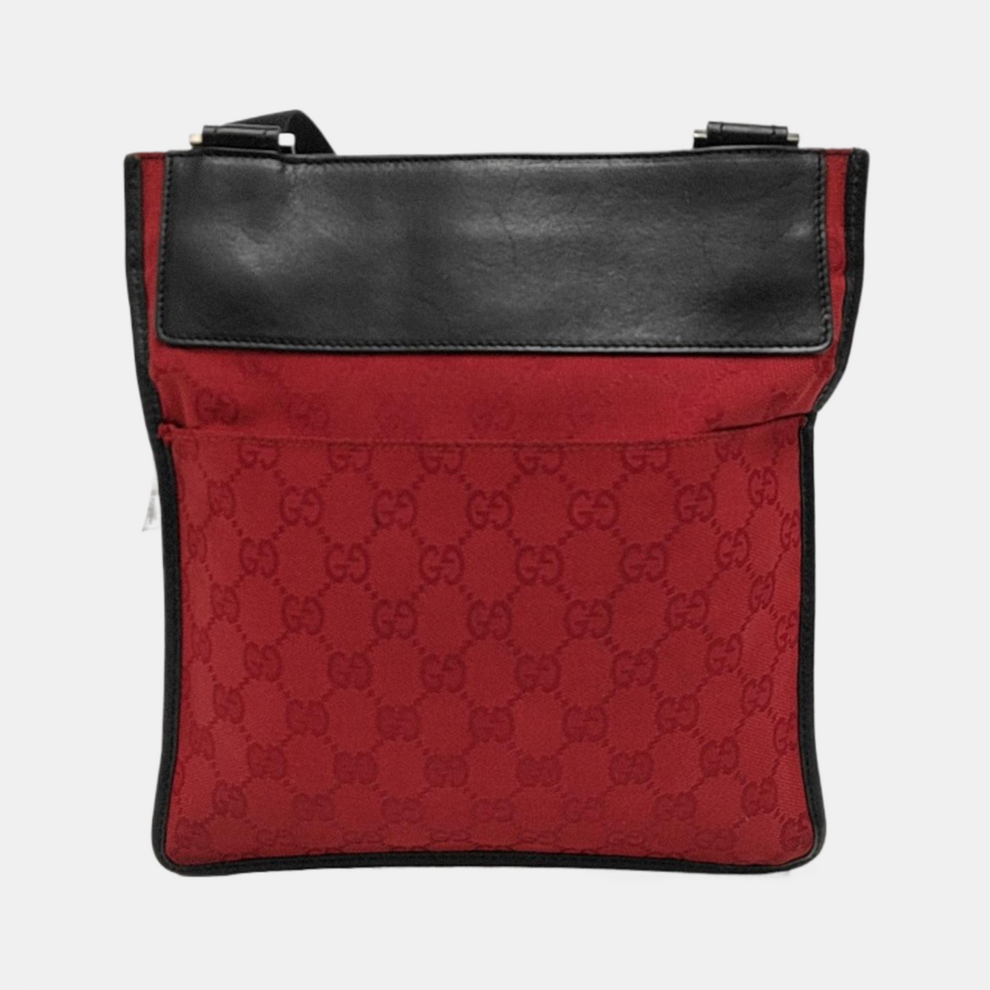 GUCCI Red Canvas Monogrammed Jacquard Shoulder Bag Silver Hardware-(SKU)-948846460