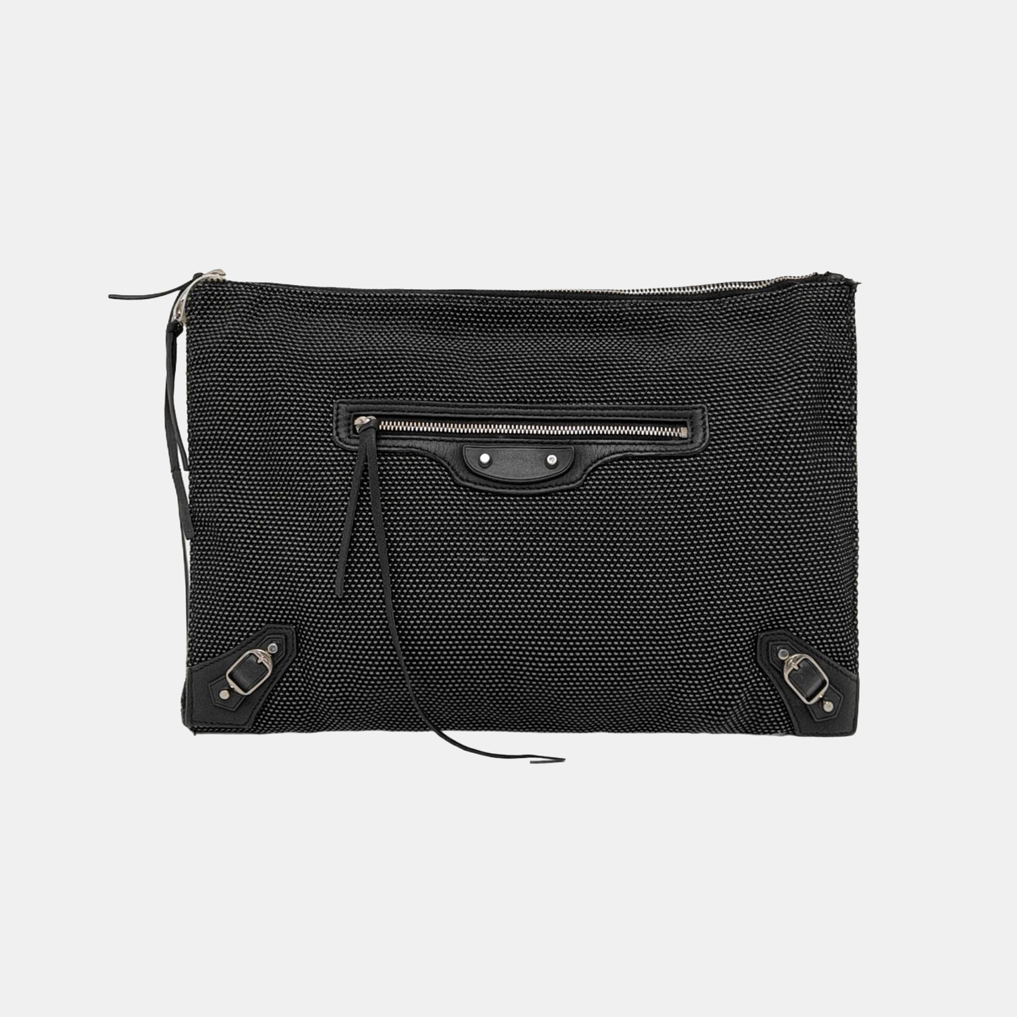 BALENCIAGA Black Fabric Studs Handbag Silver Hardware-(SKU)-949038286