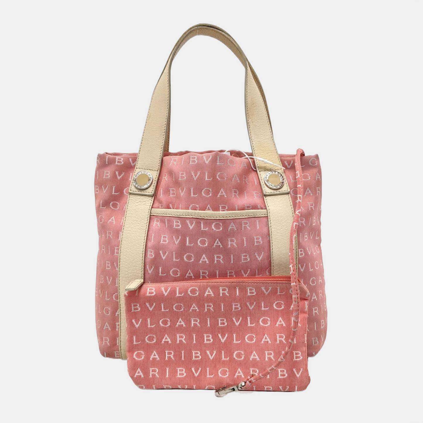 BVLGARI SOPHIA Pink Canvas Floral Handbag Single Shoulder Bag Golden hardware Sub-bag-(SKU)-949452566