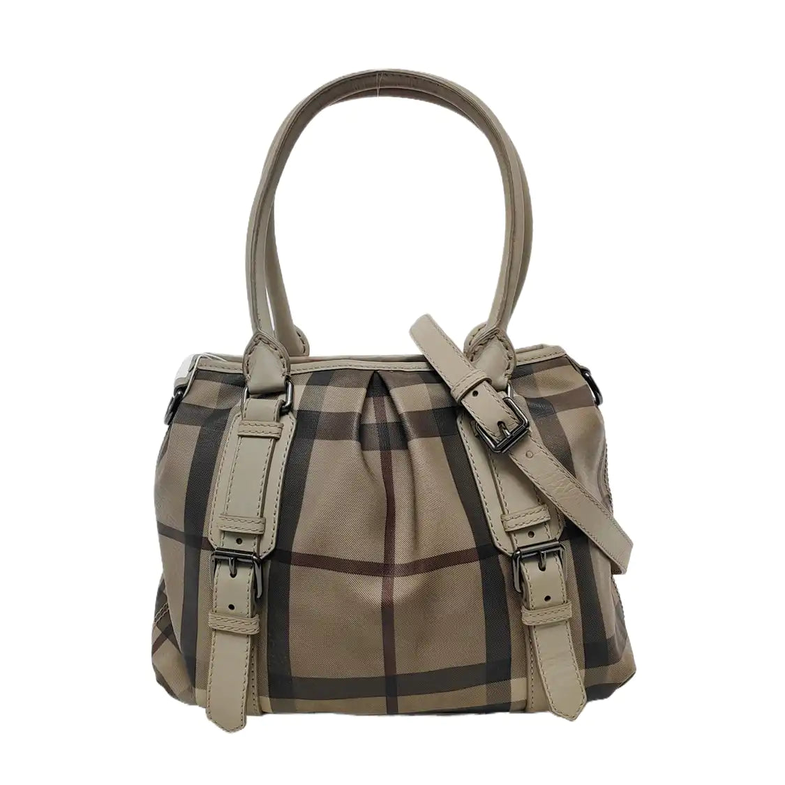 BURBERRY Northfield Small size Grey Coated Canvas Military Horse Pattern Shoulder Bag Ruthenium color hardware Removable shoulder strap-(SKU)-949857384