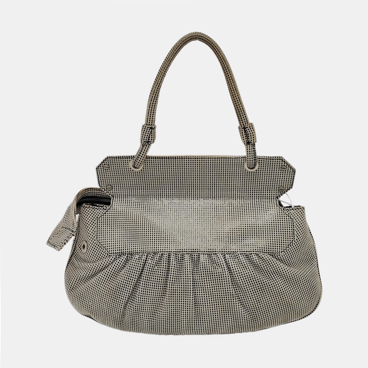 FENDI Gray Suede Handbag Silver Hardware-(SKU)-950362513
