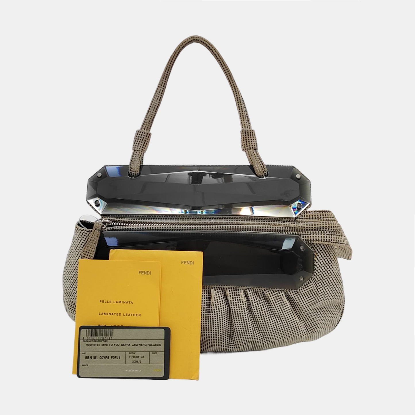 FENDI Gray Suede Handbag Silver Hardware-(SKU)-950362513