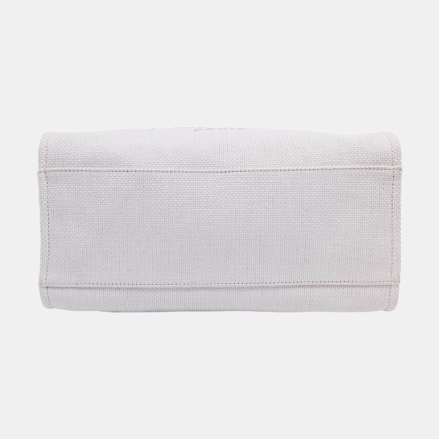 CHANEL DEAUVILLE Large White Canvas Beach Bag Single Shoulder Bag with Silver Hardware, 21 Clasp-(SKU)-950557027