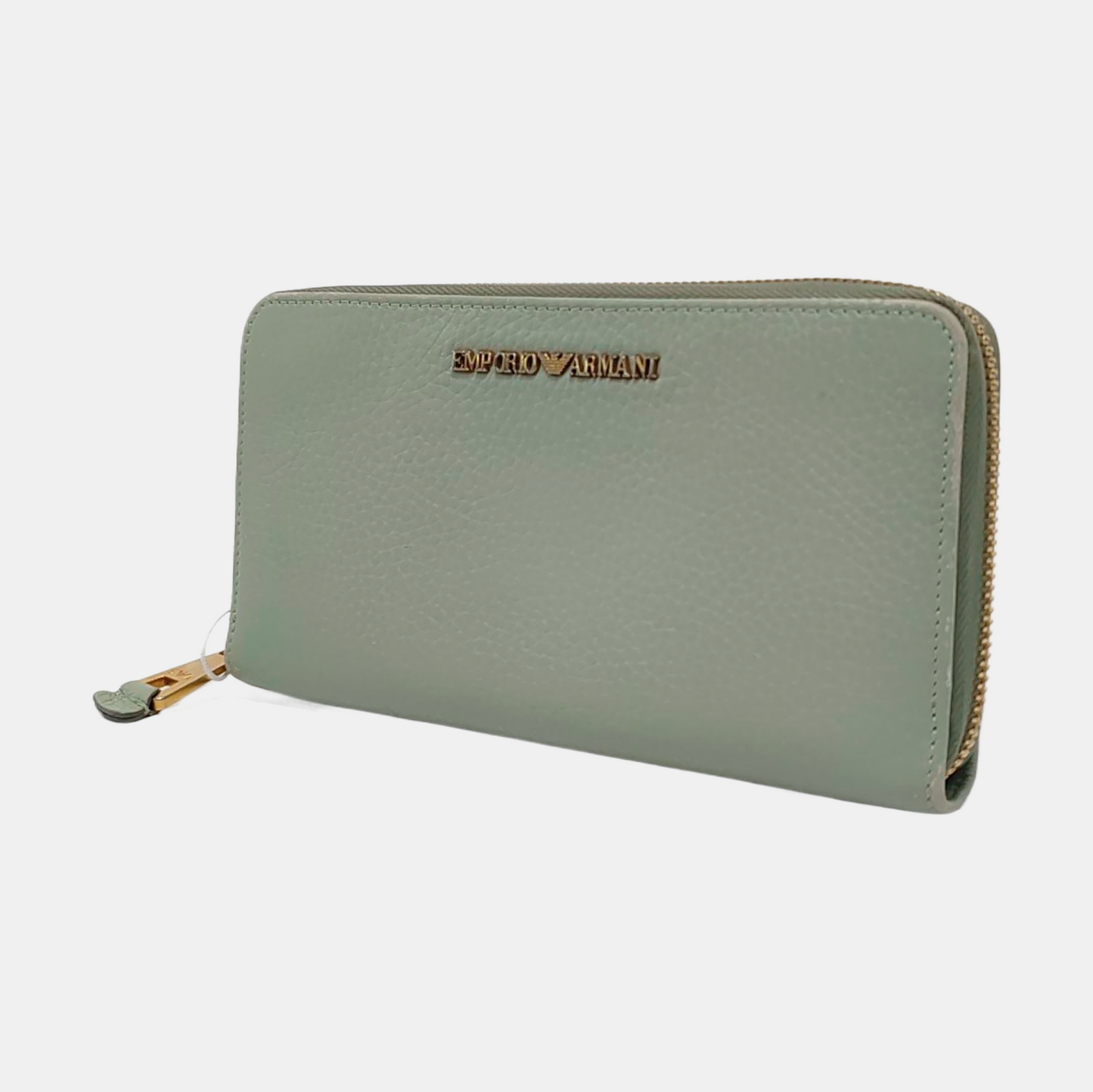 EMPORIO ARMANI Light Green Leather Wallet Golden hardware-(SKU)-950857447