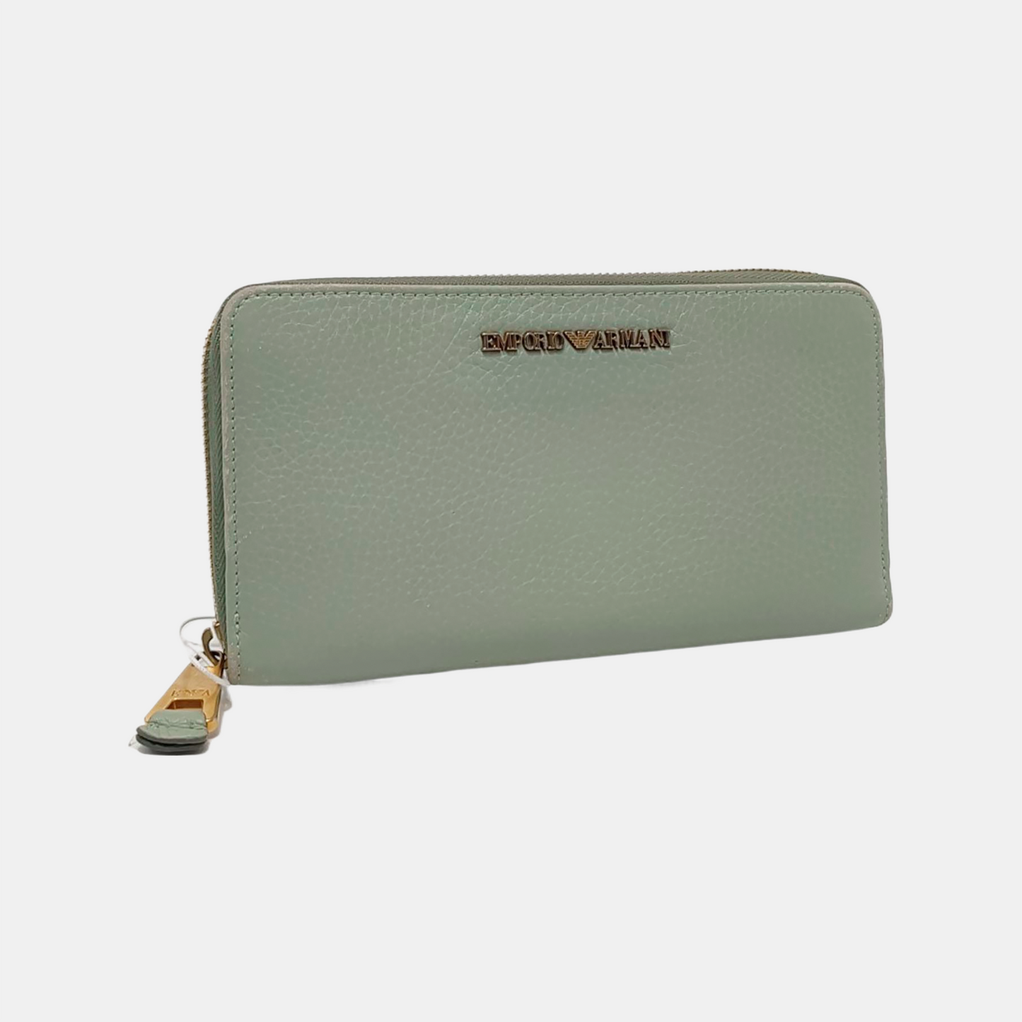 EMPORIO ARMANI Light Green Leather Wallet Golden hardware-(SKU)-950857447