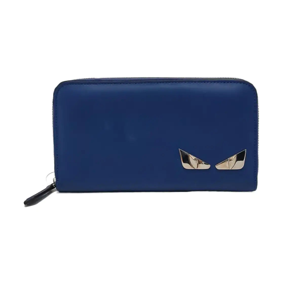 FENDI Blue Cowhide Mini Monster Wallet Silver Hardware Complete Accessories-(SKU)-950501474