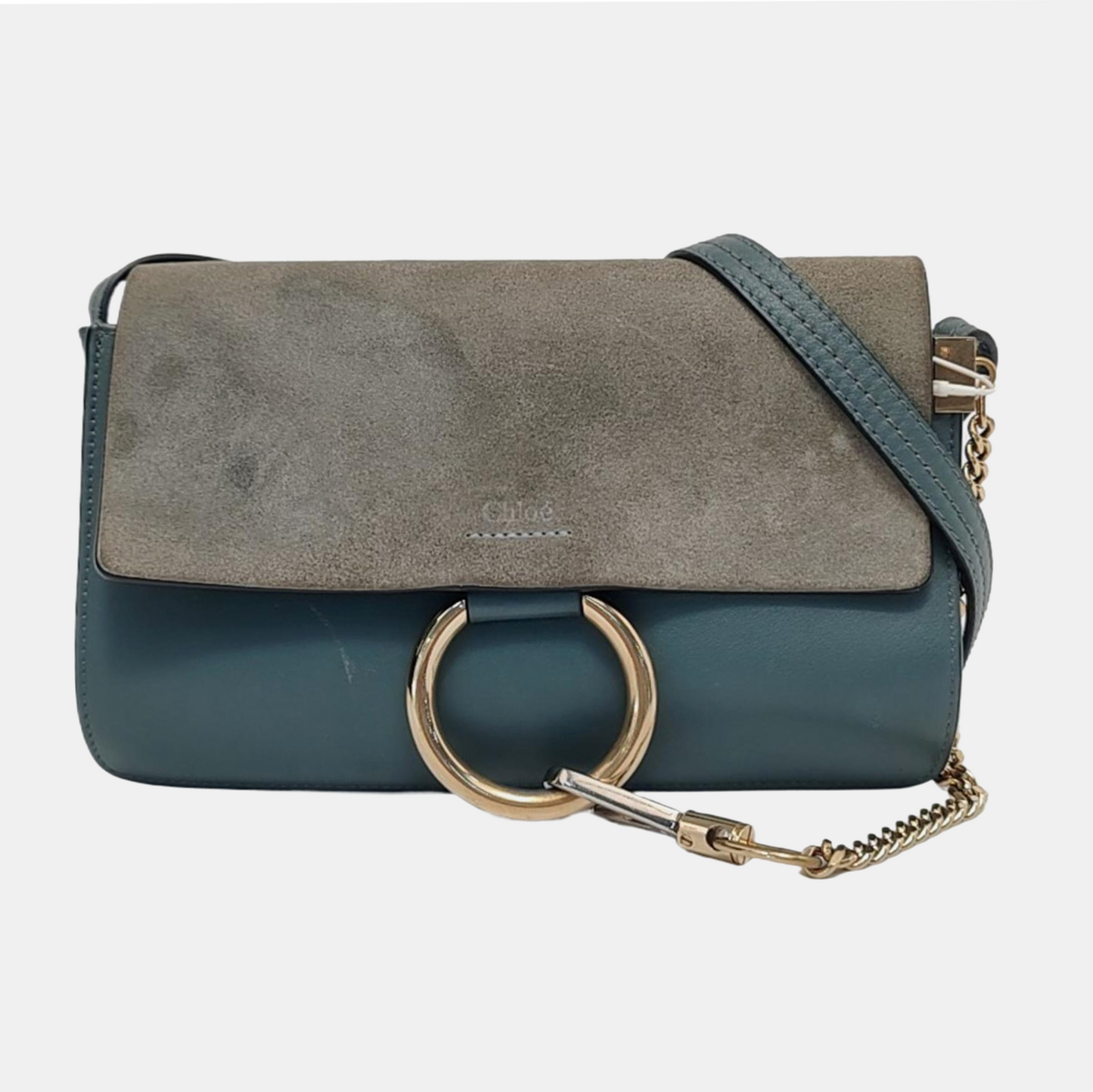 Chloé Faye Small size Blue Cowhide Crossbody Bag Single Shoulder Bag Golden Silver Hardware-(SKU)-950599732