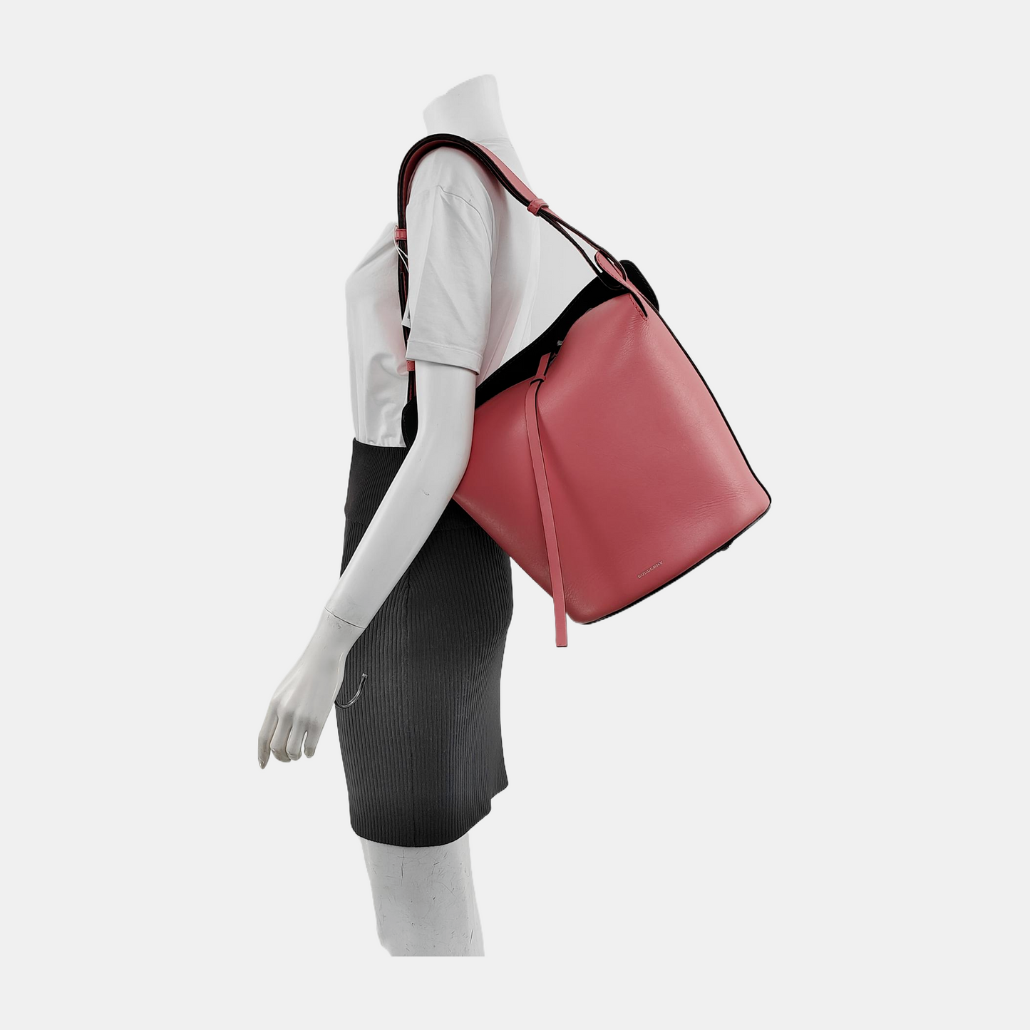 BURBERRY Bucket bag Pink Cowhide Single Shoulder Bag Tote Bag Silver Hardware Pouch detachable shoulder strap-(SKU)-940766146