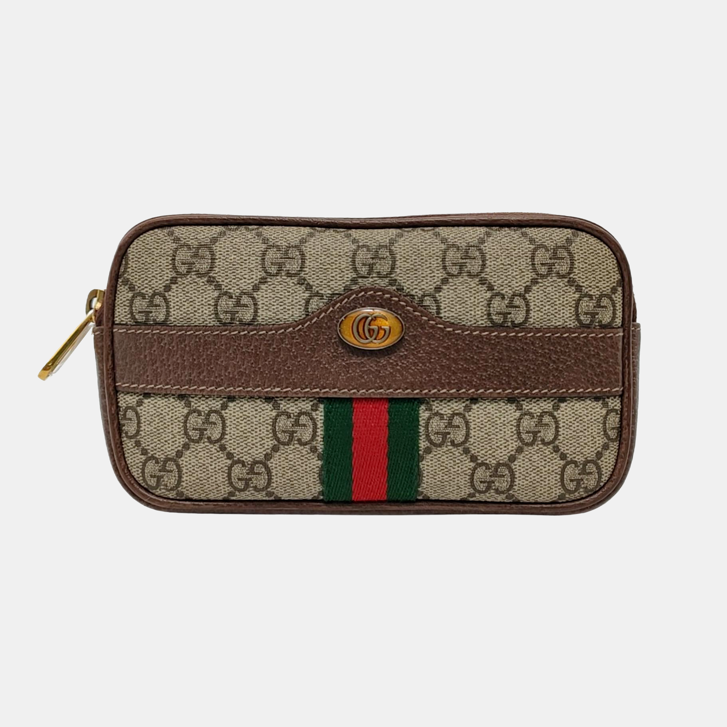 GUCCI Ophidia Beige Coated Canvas Monogrammed Floral Print Handbag腰包/胸包 Golden hardware-(SKU)-951036127