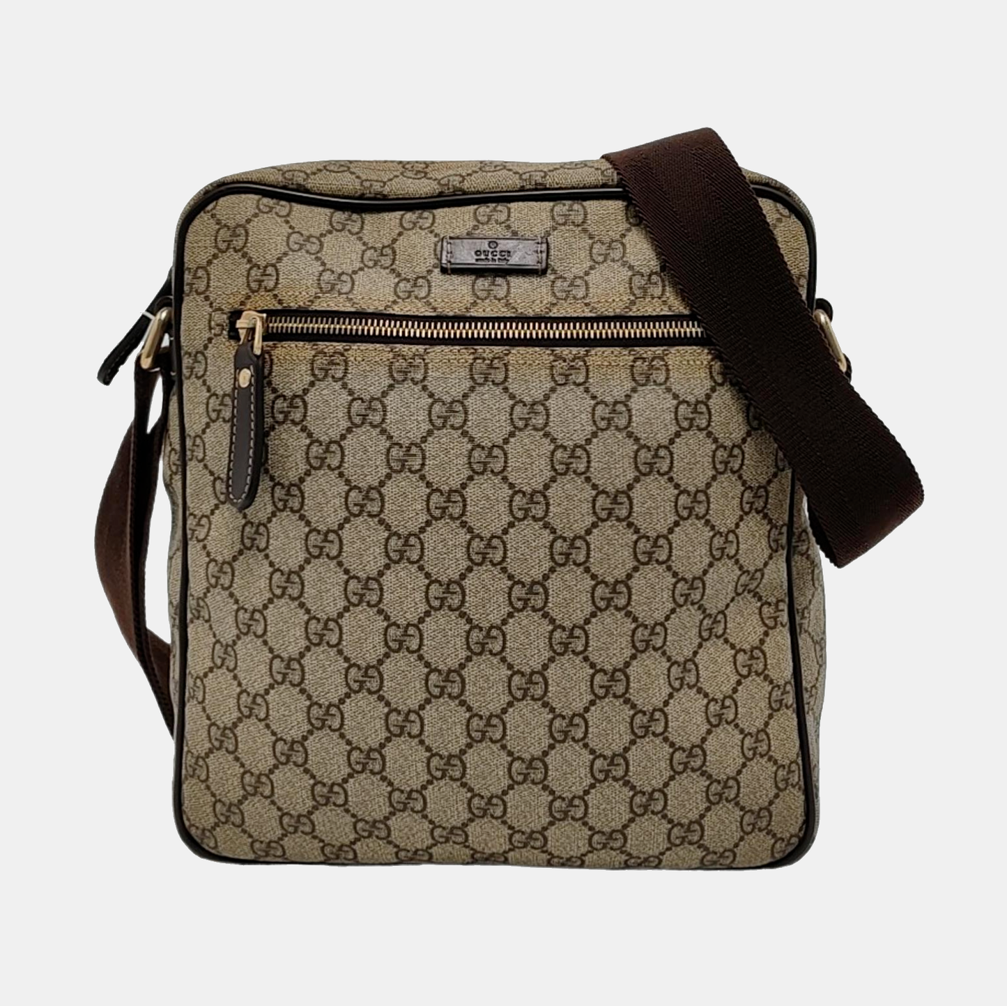 GUCCI GG Supreme Ebony Coated Canvas Monogram Shoulder Bag Golden hardware-(SKU)-948601778