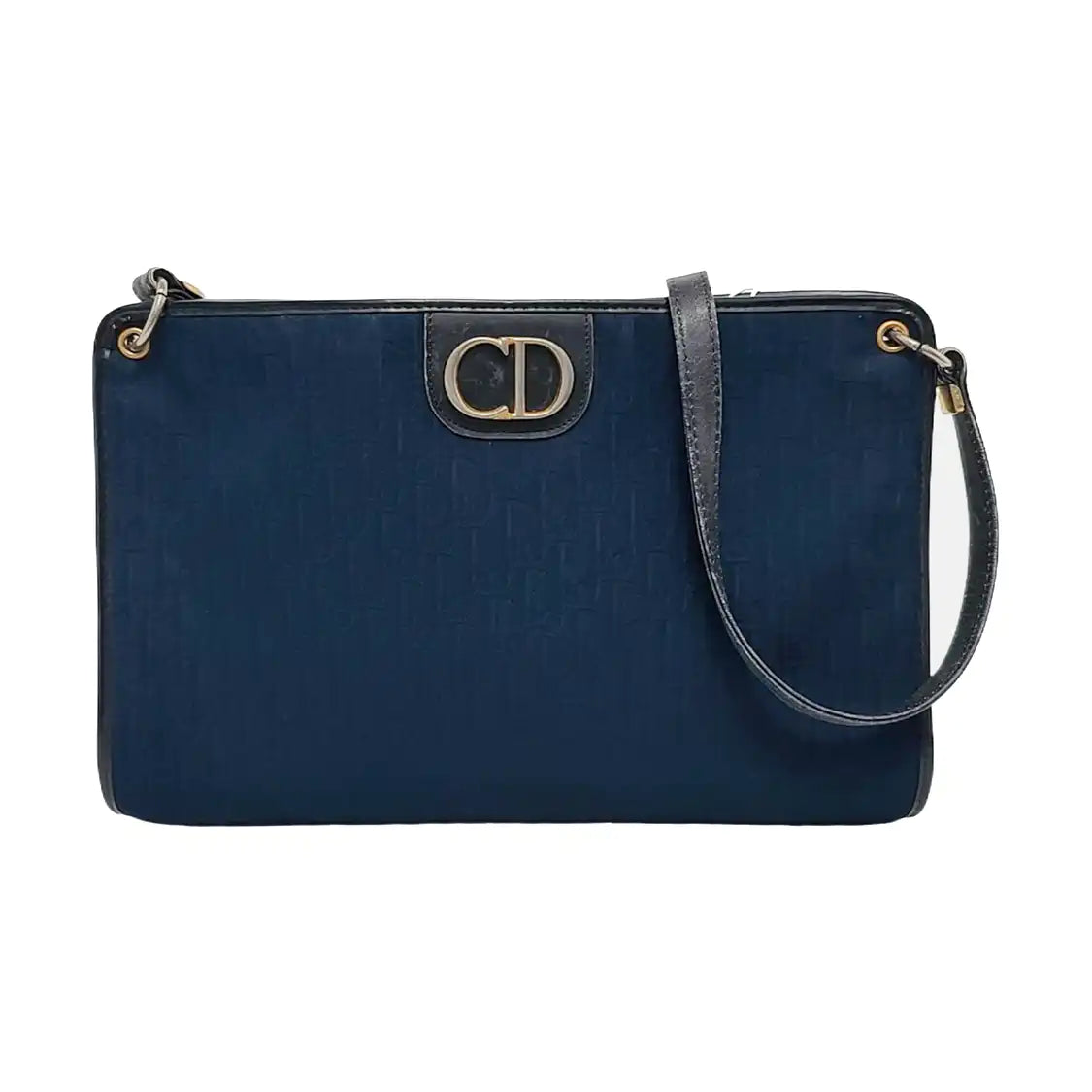 DIOR Blue Fabric Monogrammed Jacquard Single Shoulder Bag, Crossbody Bag Golden hardware-(SKU)-950956389