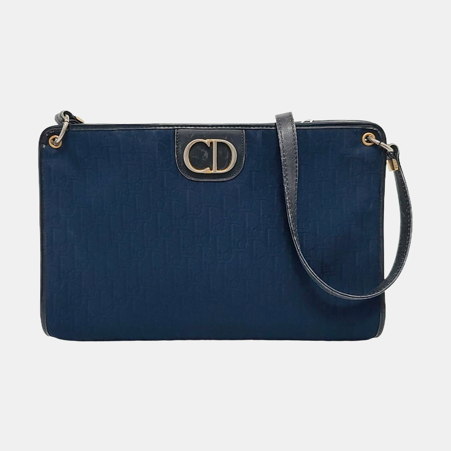 DIOR Blue Fabric Monogrammed Jacquard Single Shoulder Bag, Crossbody Bag Golden hardware-(SKU)-950956389