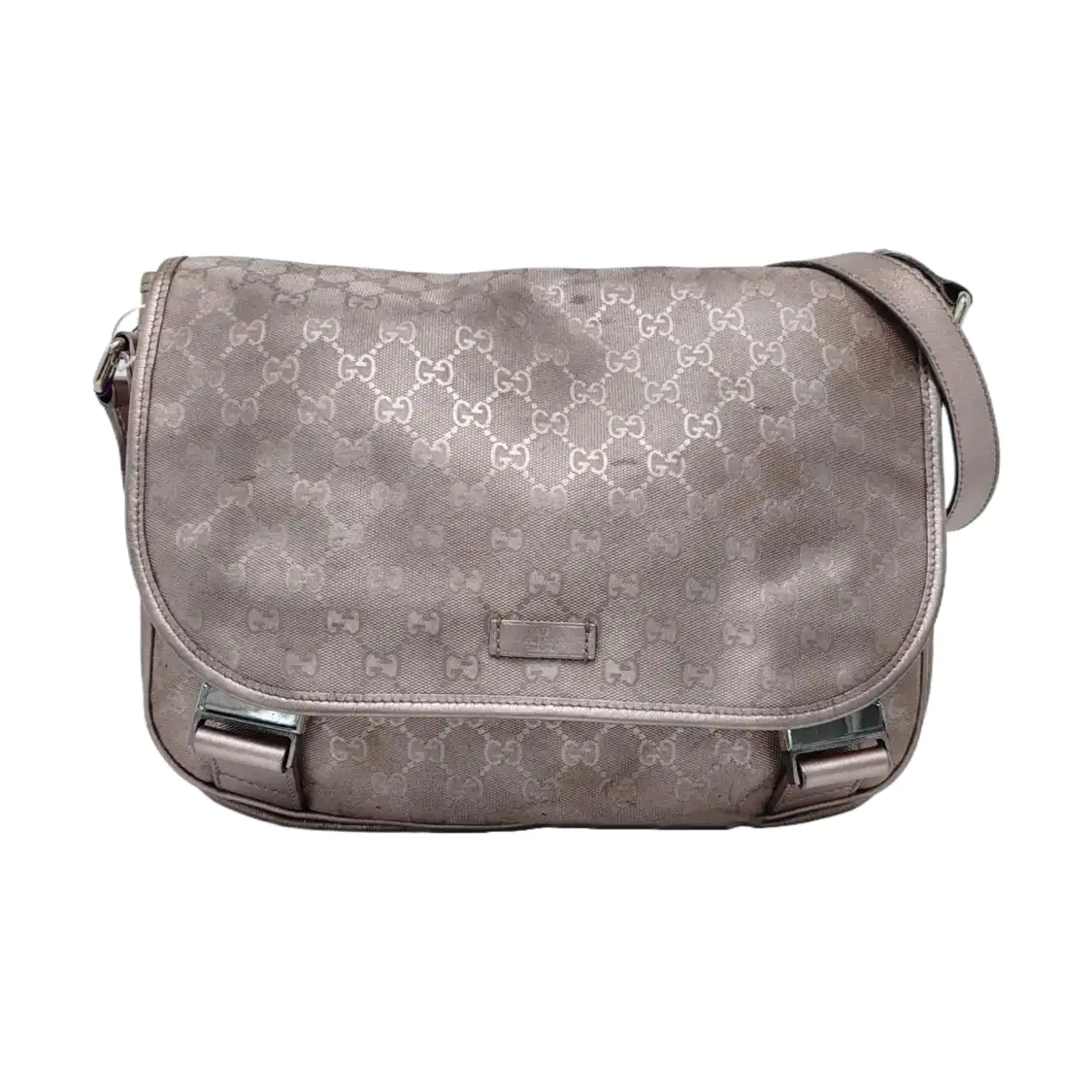 GUCCI GG Imprime Rose Gold Coated Canvas Vintage Single Shoulder Bag Crossbody Bag Silver Hardware-(SKU)-951246609
