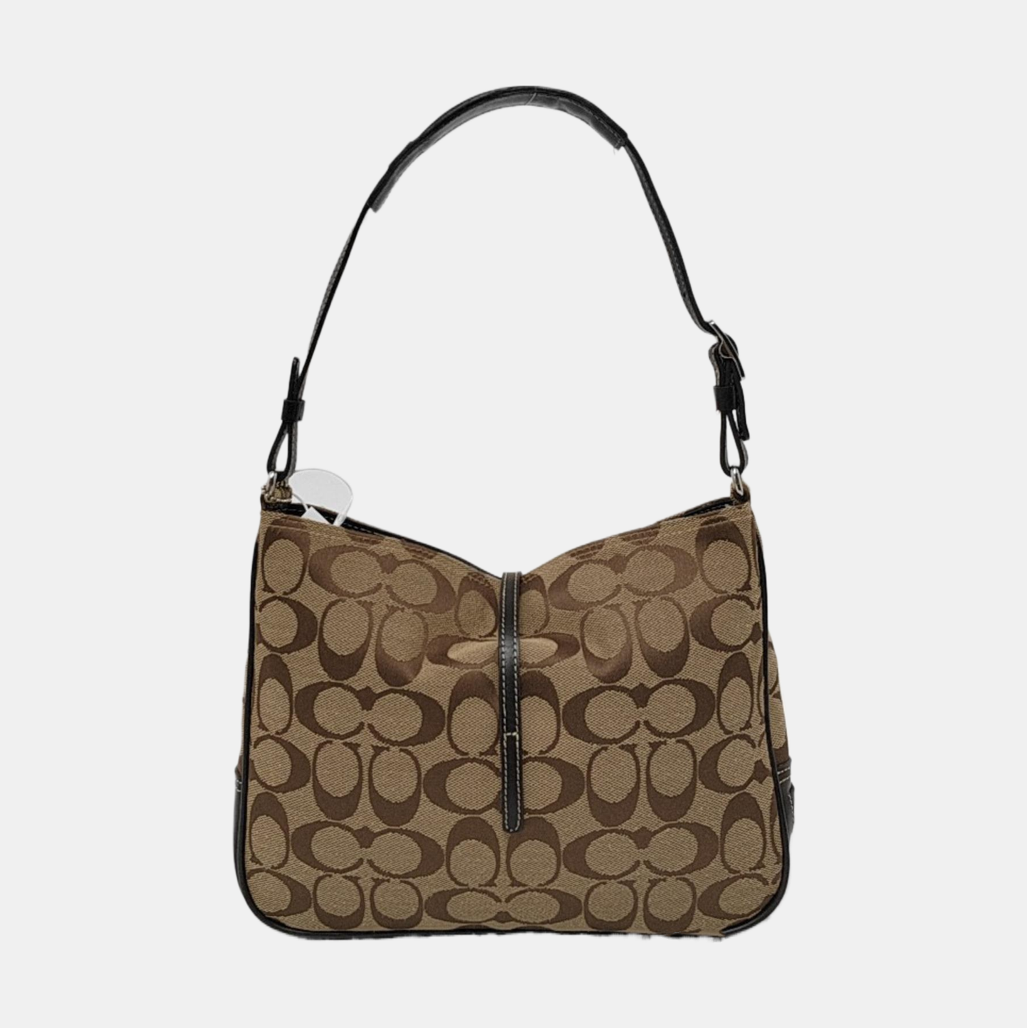 COACH Khaki canvas monogram crossbody bag, handbag Silver Hardware-(SKU)-951046342