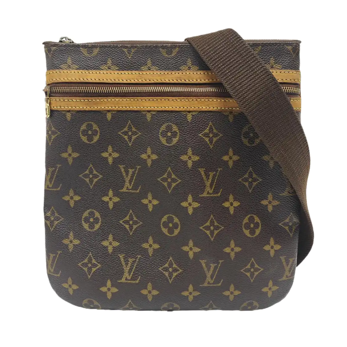 LOUIS VUITTON BOSPHORE Brown Coated Canvas Monogram Single Shoulder Bag Crossbody Golden hardware-(SKU)-950950997