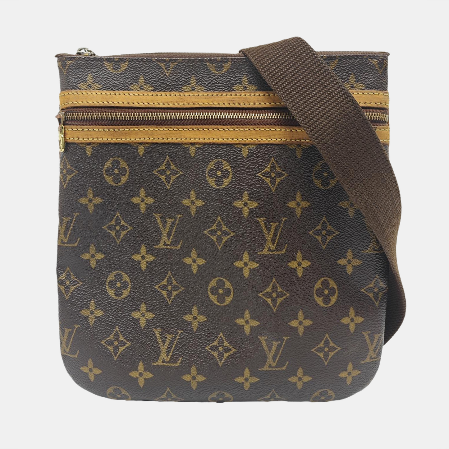 LOUIS VUITTON BOSPHORE Brown Coated Canvas Monogram Single Shoulder Bag Crossbody Golden hardware-(SKU)-950950997